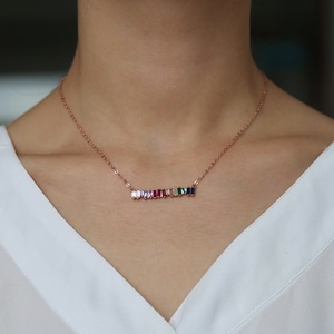 Semplice arcobaleno <span class=keywords><strong>Bar</strong></span> collana quadrato <span class=keywords><strong>Cz</strong></span> geometrico Minimal placcato oro delicato ciondolo collo gioielli moda Largo 2023 - Product Image 6