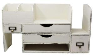 Regolabile Bianco Lavato Vintage Rustico In Legno Per Ufficio Scrivania Organizzatore e Posta Cremagliera per Desktop - Product Image 3