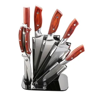 Conjunto de facas de cozinha em 7 peças, aço inoxidável, com suporte acrílico