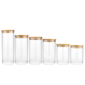 tarro de cristal de alimentos de madera tapa <span class=keywords><strong>200</strong></span> ml 300 ml 500 ml airtigh frasco de vidrio contenedor con la tapa de bambú - Product Image 2