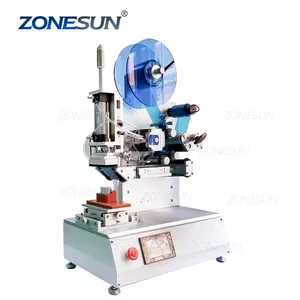 ZONESUN ZS-TB807 semi-automatique haute précision ovale bouteille étiqueteuse surface plane côté supérieur bouchons de bouteilles étiqueteuse