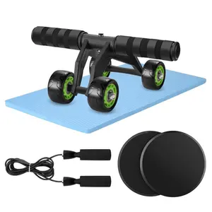 Wellshow-Rueda de entrenamiento Abdominal, 4 ruedas, para entrenamiento central, culturismo, gimnasio en casa, equipo de Fitness