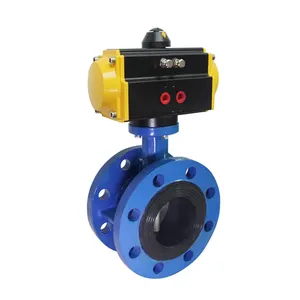 COVNA DN80 3 inch PN16 EPDM Rubber Seat Double Flange Type Ductile Iron Single Acting Air Actuator Butterfly Valve