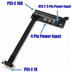 BQZYX alta calidad <span class=keywords><strong>PCI</strong></span>-e <span class=keywords><strong>PCI</strong></span> Express 1X a 16X tarjeta gráfica cable de extensión con 4Pin y ATX 6Pin entrada de energía conector - Product Image 2