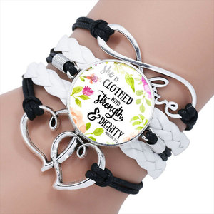 Venta al por mayor de plata verso de la Biblia Cita cristiana pulsera infinita Mujeres Hombres Fe cristiana religión pulsera - Product Image 2