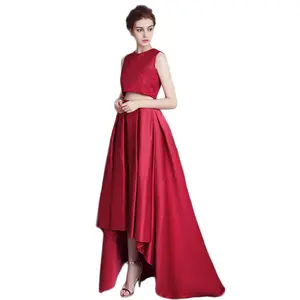 Fashion simple design Style lace O-Neck Sexy Dress outfits Women office evening party red Bridesmaid dress