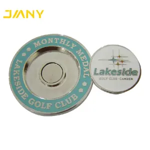 Custom Ontwerp 40Mm Diameter 2 Zijden Reliëf Metalen Magnetische Golf Poker Chip Bal Marker