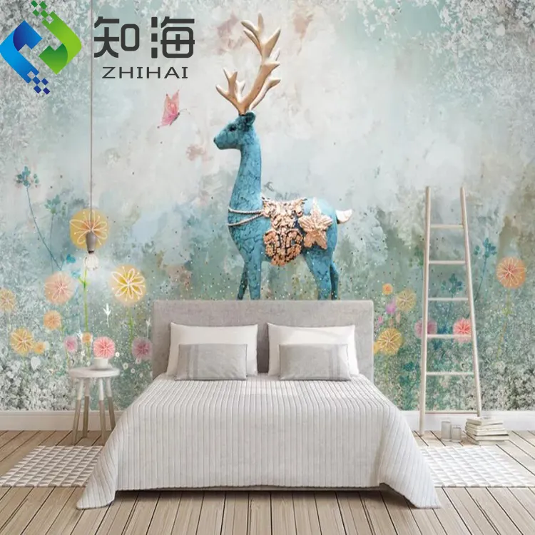 ZHIHAI Dekorasi Rumah Dekorasi Kamar Anak-anak Kanvas Timbul Wallpaper Sutra 3d Dekorasi Dinding