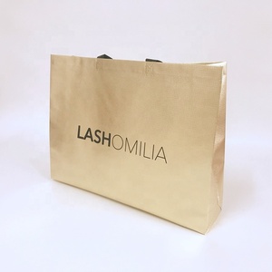 Giá thấp tùy chỉnh in logo vàng kim loại không dệt mua sắm Túi mua sắm tái sử dụng túi - Product Image 4