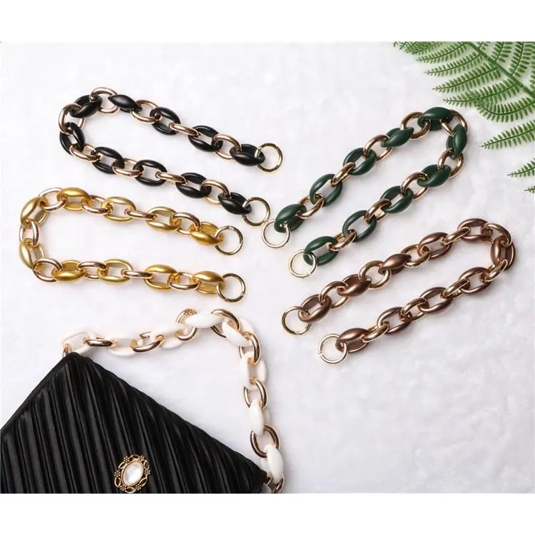 Meetee B-C027 Bag Accessories Fashion Ancient gold Plastic Acrylic Resin Bag Chain