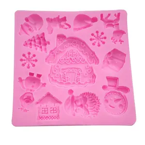 Fondant Sneeuwpop Peperkoek Huis Decoratie Cake Siliconen Vloeibare Siliconen Mal