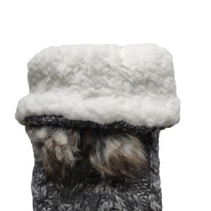 Chaussettes de Noël doublées Sherpa-Chaussons en tricot thermique lourd avec pompon en fausse fourrure - Product Image 2