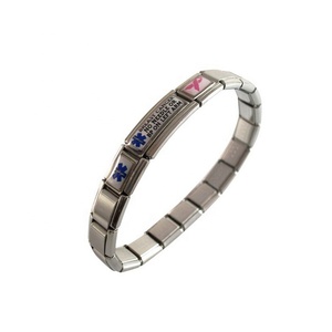 Pulsera <span class=keywords><strong>de</strong></span> Alerta Médica Ajustable <span class=keywords><strong>de</strong></span> Acero Inoxidable con Eslabones Componibles, Sin Agujas ni Presión Arterial en el <span class=keywords><strong>Brazo</strong></span> Derecho, Estilo Italiano - Product Image 6