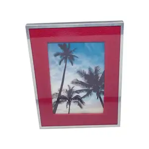 Qmemo Manufacture 하와이 Style Red 알루미늄 가죽 Photo Frame