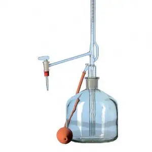GelsonLab-bureta automática de vidrio para laboratorio de HSCG-1655, con depósito de vidrio molido y bombilla de presión