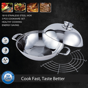 Prix de gros <span class=keywords><strong>32</strong></span> <span class=keywords><strong>CM</strong></span> Antiadhésive Casserole Wok En Acier Inoxydable - Product Image 1