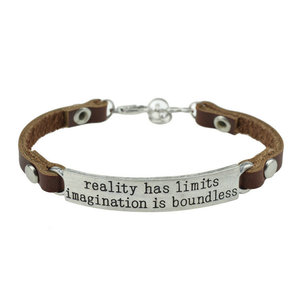 La realidad tiene límites La imaginación <span class=keywords><strong>es</strong></span> ilimitada Alfabeto Grabado Inspiración verdad Cuero biblia verso pulsera - Product Image 1