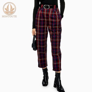 2019 Coton Jean Skinny Écossais À Carreaux À La Mode Femme <span class=keywords><strong>Pantalon</strong></span> - Product Image 1