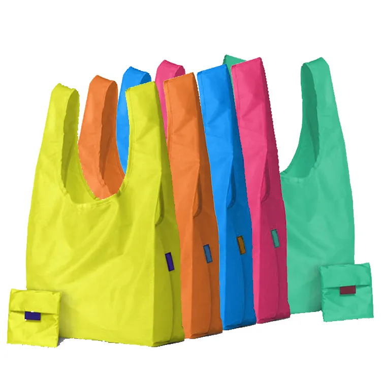 Shopping bag pieghevole riutilizzabile in poliestere ecologico rPET 190T 210D