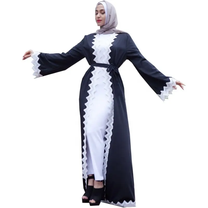 2019 loriya mode nouvelle abaya à dubaï dentelle noire abaya vêtements islamiques crêpe doux femmes robe