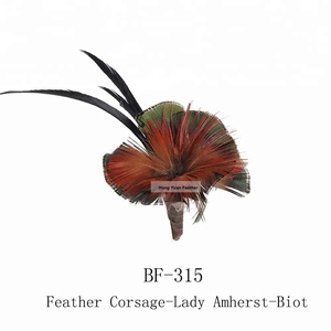 Feather flower handmade flower corsage for master of ceremonies, the bride and groom, custom wedding brooch - Product Image 3