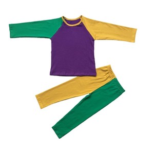 Holiday mardi gras baby girls Linnen long sleeve Onesie Animal kids romper - Product Image 4