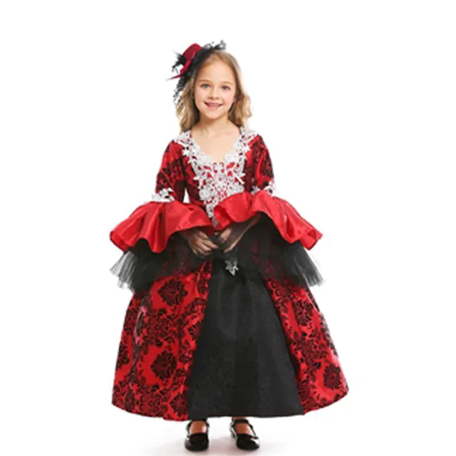 Hot Children Prinses Court Kostuum Kids Podiumvoorstelling Cosplay Rekwisieten Halloween Verkleedfeestartikelen