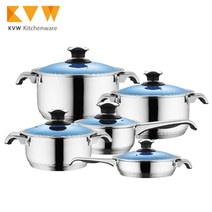 Set de Cuisine De haute Qualité Pot avec Bleu Couvercle En Verre En Acier Inoxydable - Product Image 4