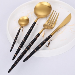 24PCS độc đáo sang trọng mạ bạc thiết lập dao kéo thép không gỉ màu đen và vàng mỏng xử lý dao dĩa và thìa - Product Image 3