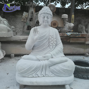 Precio directo de fábrica de mármol jardín al aire libre Gran Piedra Blanca meditando <span class=keywords><strong>Buda</strong></span> estatua en venta - Product Image 1