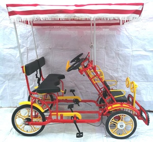 Factory Outlet New Design Sightseeing Four Wheels Canopy Tour Quadricycle <strong>Tandem</strong> <strong>Bike</strong> With Child Seat - Product Image 4