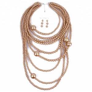 Mujer de moda collar grueso salvaje Ropa Accesorios Multi-capa larga cadena collar de perlas conjunto - Product Image 5