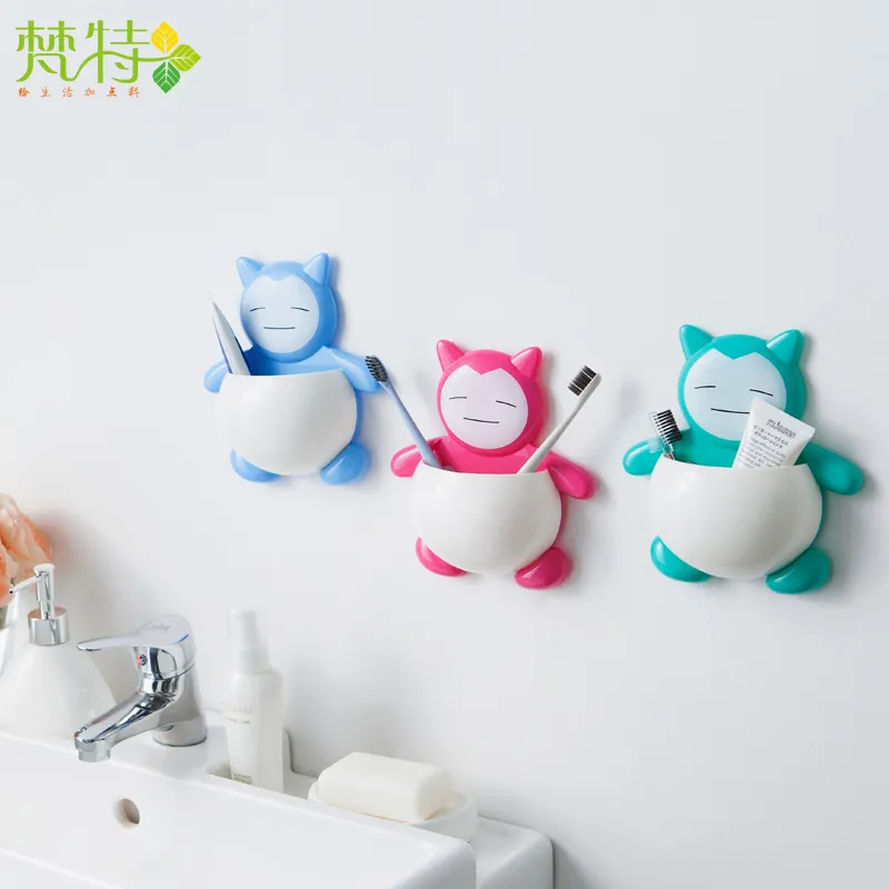 China factory wholesale carton cute design bathroom decoration wall mounted kids toothbrush holder
