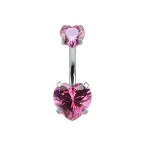 Gaby Hot Sale Doppel herz Bauchs tange CZ 316L Chirurgischer Stahl Bauch ring Nabel Knopf Ring Körper Piercing Schmuck