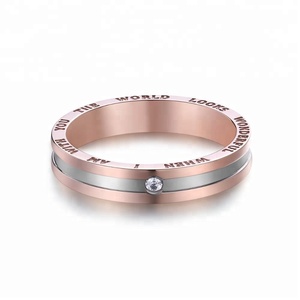 Venta al por mayor populares <span class=keywords><strong>de</strong></span> oro rosa <span class=keywords><strong>de</strong></span> acero inoxidable parejas <span class=keywords><strong>promesa</strong></span> diamante anillo <span class=keywords><strong>de</strong></span> compromiso con precios baratos - Product Image 2