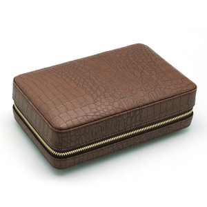Lonten fabricant étui à cigares portable en cuir PU personnalisé à l'intérieur du cadre en bois porte-cigare pour cave à cigares en cuir 4CT