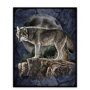 Distributive Cheap Price Wall Decor Prints Black And Gold Wolf 3d Picture