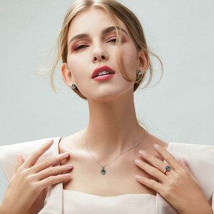 GT08 Romantic Ocean Fine Jewelry <strong>Set</strong> Green Zircon Mermaid Designer 925 Sterling <strong>Silver</strong> <strong>Necklace</strong> Earring Ring <strong>Set</strong> for Women - Product Image 6