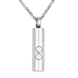 Urn Necklace for Ashes Cylinder Infinity 8 Necklace Memorial Keepsake Stainless Steel Cremation Pendant for men /women