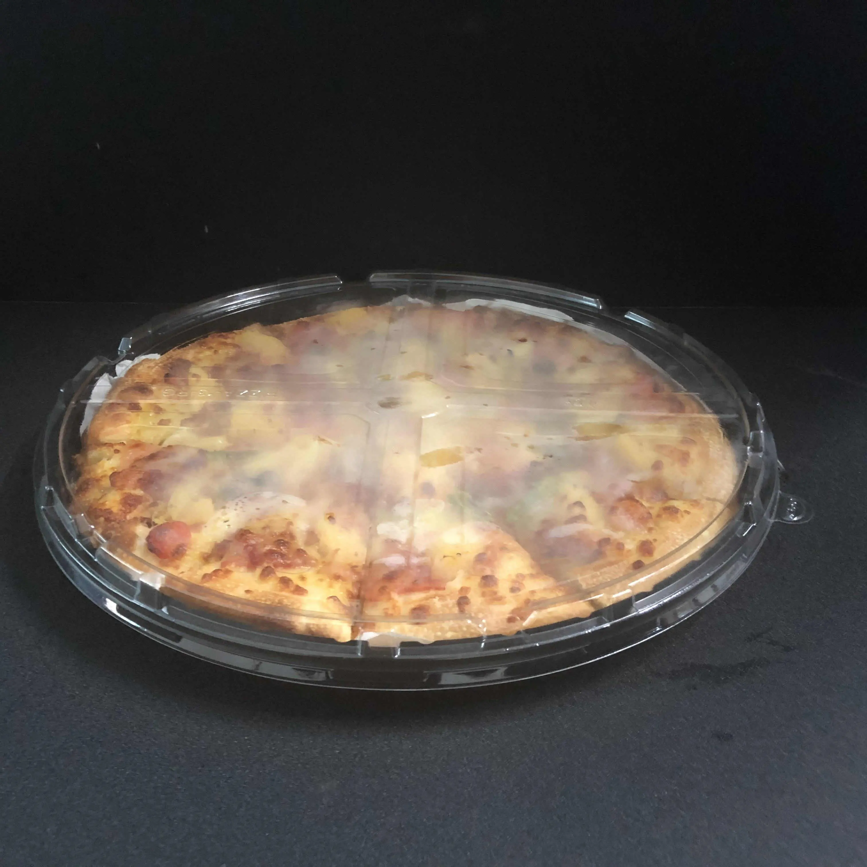Scatola per pizza in plastica da 11 pollici contenitore vendibile con coperchio scatola per imballaggio in plastica riciclabile per pizza da asporto