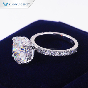 Tianyu gems personalizados 9*13mm, gelo <span class=keywords><strong>oval</strong></span>, corte <span class=keywords><strong>d</strong></span> vs <span class=keywords><strong>moissanite</strong></span> 14k, anel de casamento de ouro