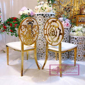 Sedie da Matrimonio Moderne con Schienale in Metallo a Motivo Rosa, <span class=keywords><strong>Mobili</strong></span> da Pranzo in Acciaio Inossidabile per la Casa in Vendita - Product Image 2