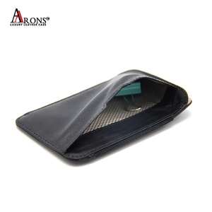 RFID de cuero para hombre de cuero genuino negro caso de tarjeta de regalos de cabra piel de <span class=keywords><strong>oveja</strong></span> slim tarjeta titular cartera - Product Image 3