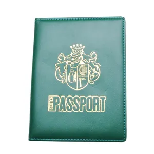 Carteira de viagem com estampa de ouro, design regular, logotipo personalizado, couro, porta-passaporte, porta-passaporte