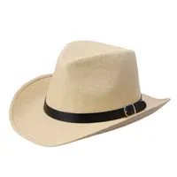 Chapeau de plage à large bord pour hommes, accessoire d'été, Style Cowboy, paille, casquette de soleil, collection