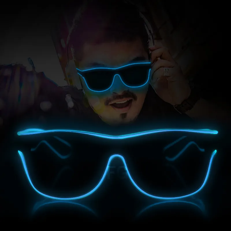 hot selling el wire bright color led eye sunglasses light up halloween flashing glasses