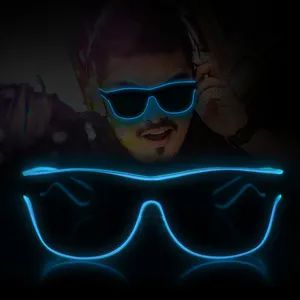 Hot Bán El Dây Màu Sắc Tươi Sáng Led Eye Sunglasses Light Up Halloween Nhấp Nháy Kính