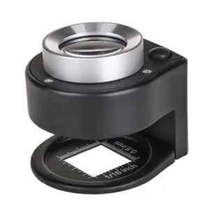 30X Optical Glass Lens Magnifier Full Metal Folding Linen Tester Loupe Magnifying Glass With 6 LED Lamp Thread Counter