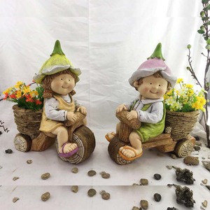 Niño y niña con linterna figura de jardín Gnomo decoración de enano de jardín - Product Image 3