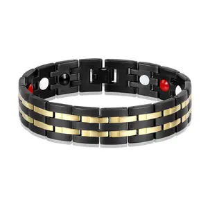 gold and black color zaps bio titanium germanium magic magnetic bracelet